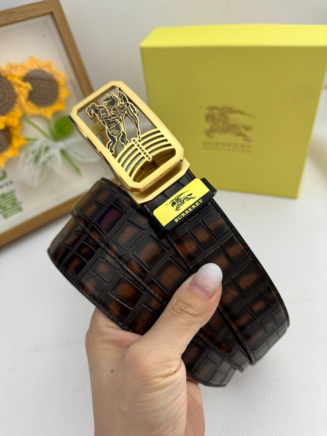 Luxury Style Embossed Leather Belts - Black & Brown Accents