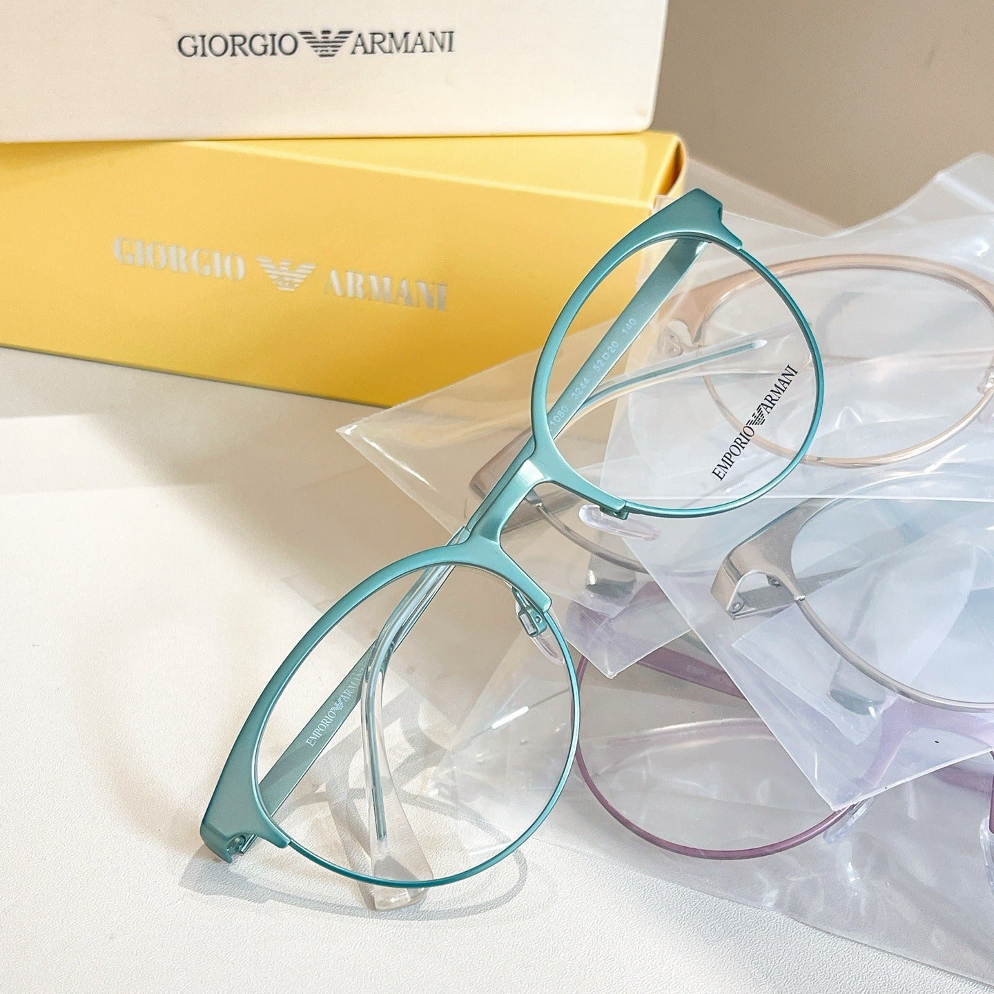 Mint Green Metal Emporio Armani Eyeglasses - Durable & Fashionable Frames