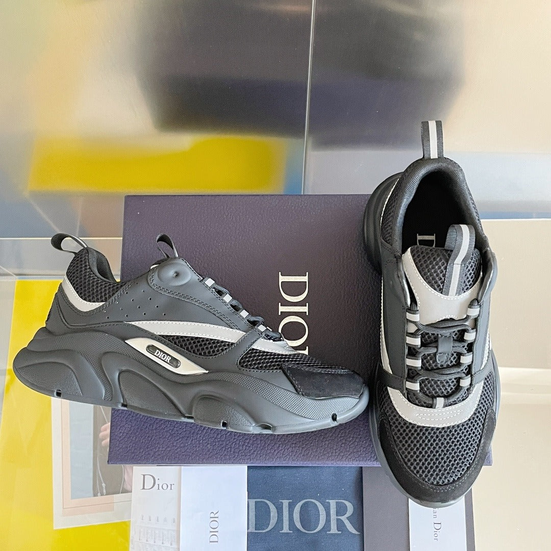 Dior B30 Grey Mesh & Leather Sneakers
