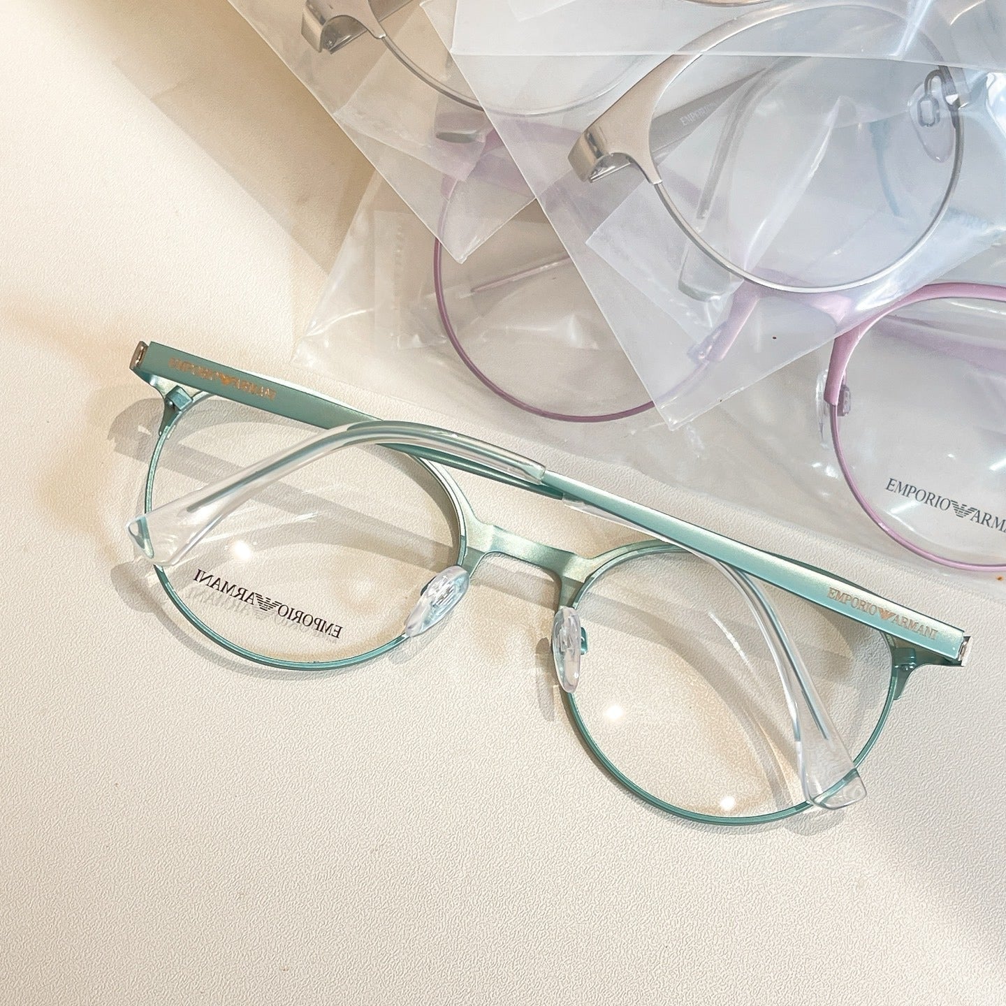 Mint Green Metal Emporio Armani Eyeglasses - Durable & Fashionable Frames