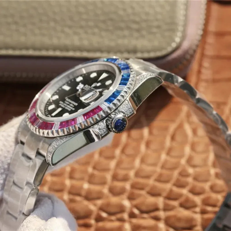 SUBMARINER SILVER BLUE / RED DIAMOND 40MM 116759 SAru-78209