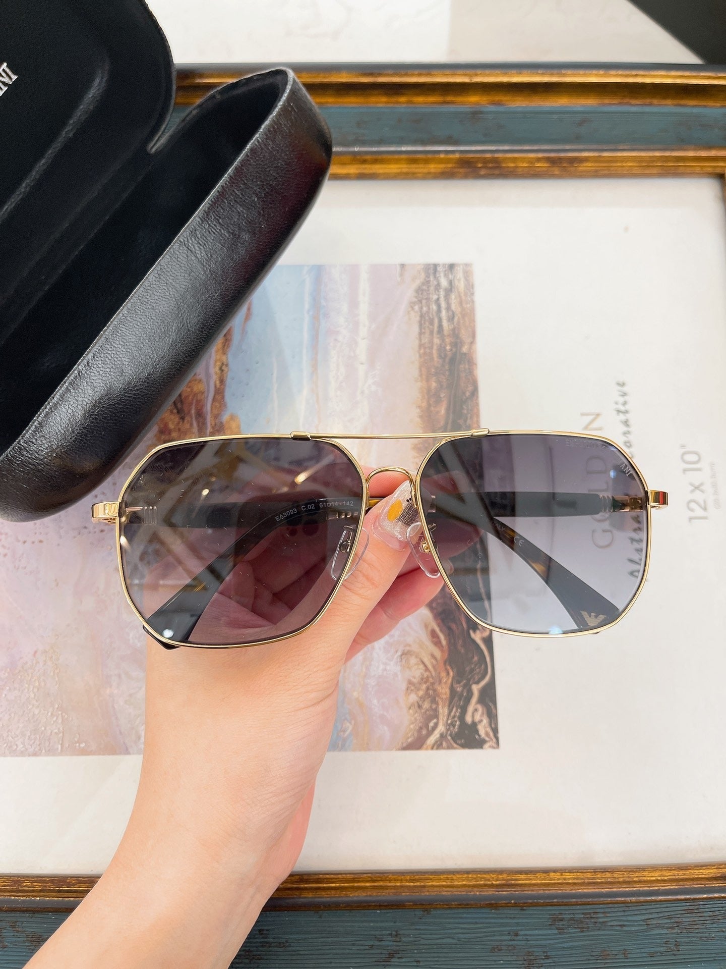 Emporio Armani Square Aviator Sunglasses with Case - Multiple Colors