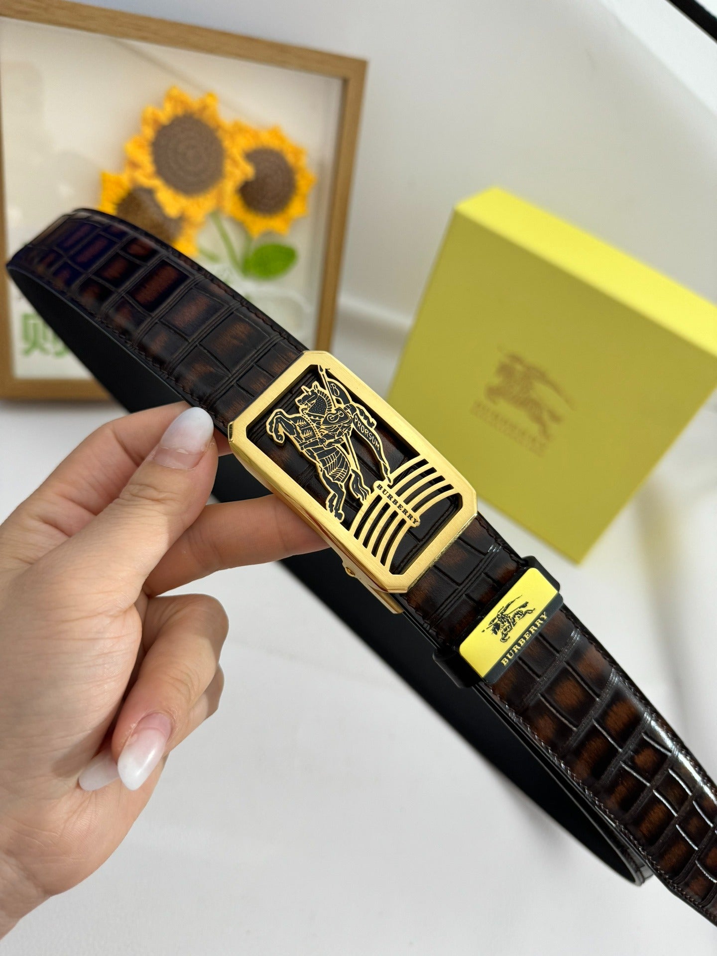 Luxury Style Embossed Leather Belts - Black & Brown Accents