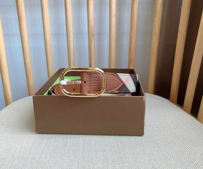 Plaid Pattern Canvas Belt with Rectangular Buckle
