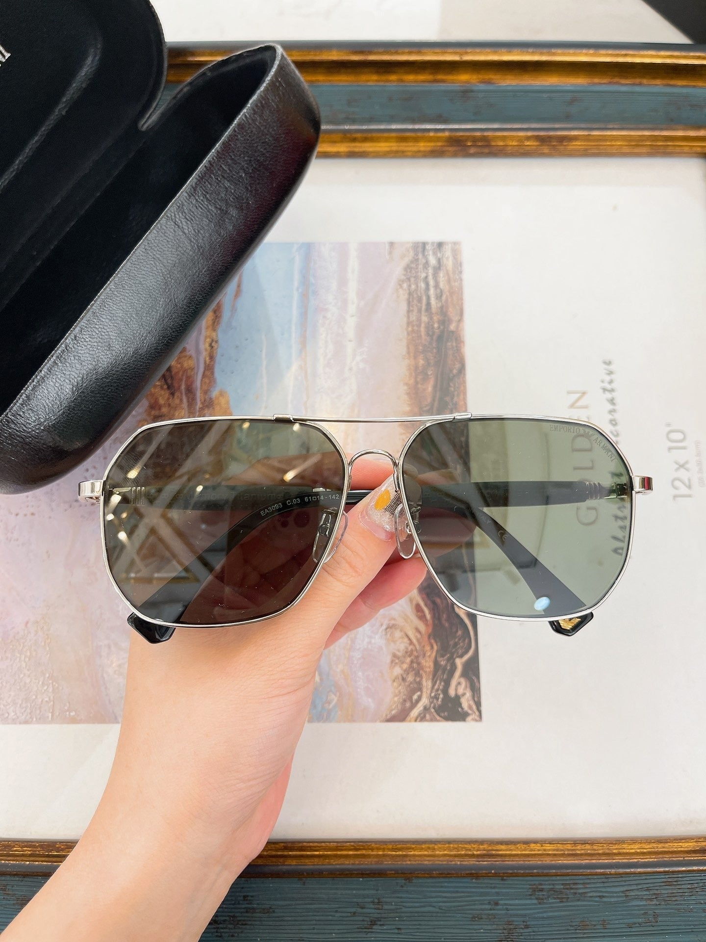 Emporio Armani Square Aviator Sunglasses with Case - Multiple Colors