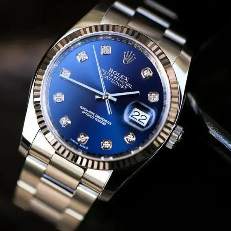 Rolex Datejust 116234 blue plate inlaid with 10 diamonds Watch