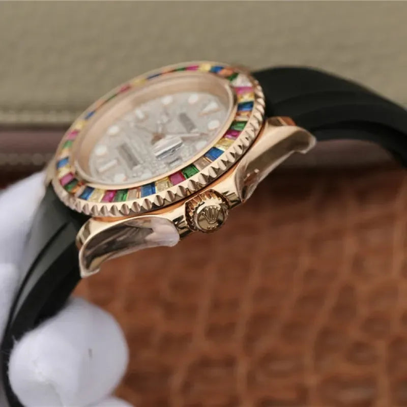 YACHT MASTER 1 GOLDEN DIAMOND BEZEL & DIAL RUBBER STRAP 40MM