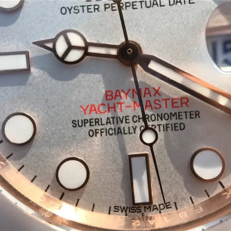 YACHT MASTER 1 BAYMAX ROSE GOLD MIX WHITE RUBBER STRAP 40MM