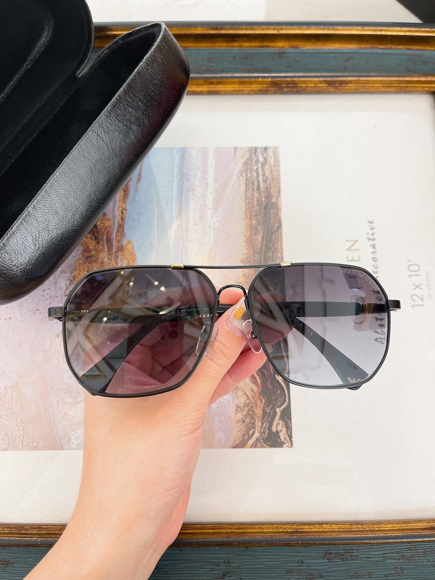 Emporio Armani Square Aviator Sunglasses with Case - Multiple Colors