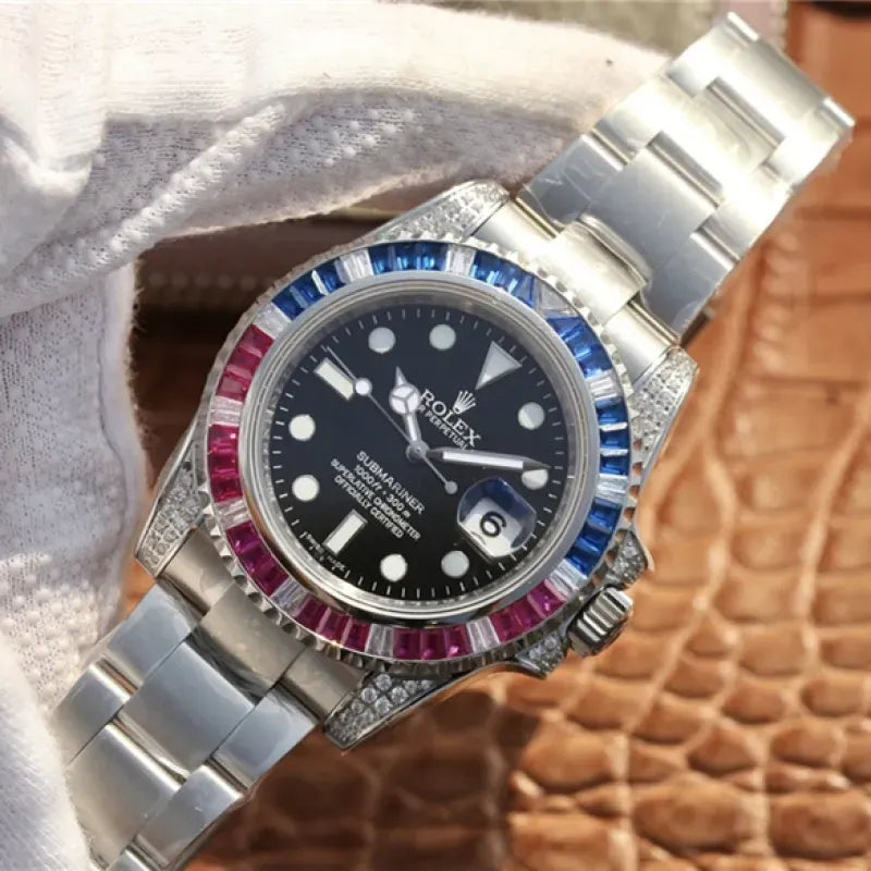 SUBMARINER SILVER BLUE / RED DIAMOND 40MM 116759 SAru-78209