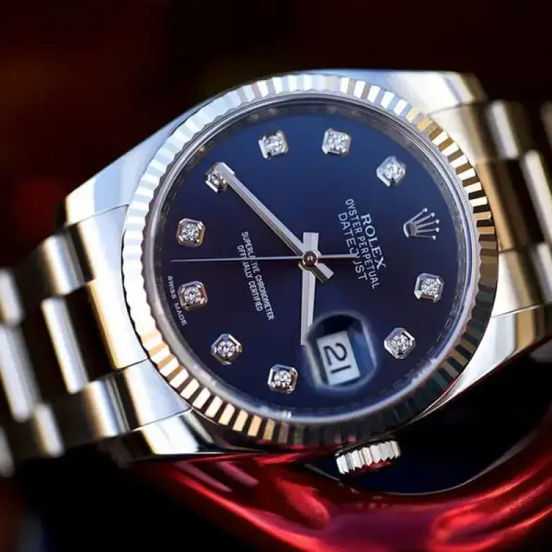 Rolex Datejust 116234 blue plate inlaid with 10 diamonds Watch