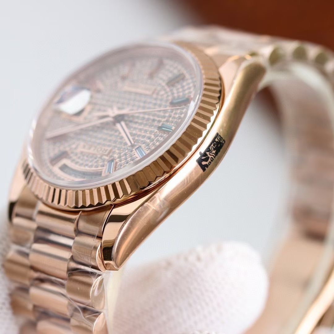 Rolex Day-Date with Full Diamond Dial and Fluted Bezel
