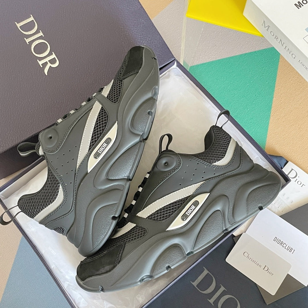 Dior B30 Grey Mesh & Leather Sneakers