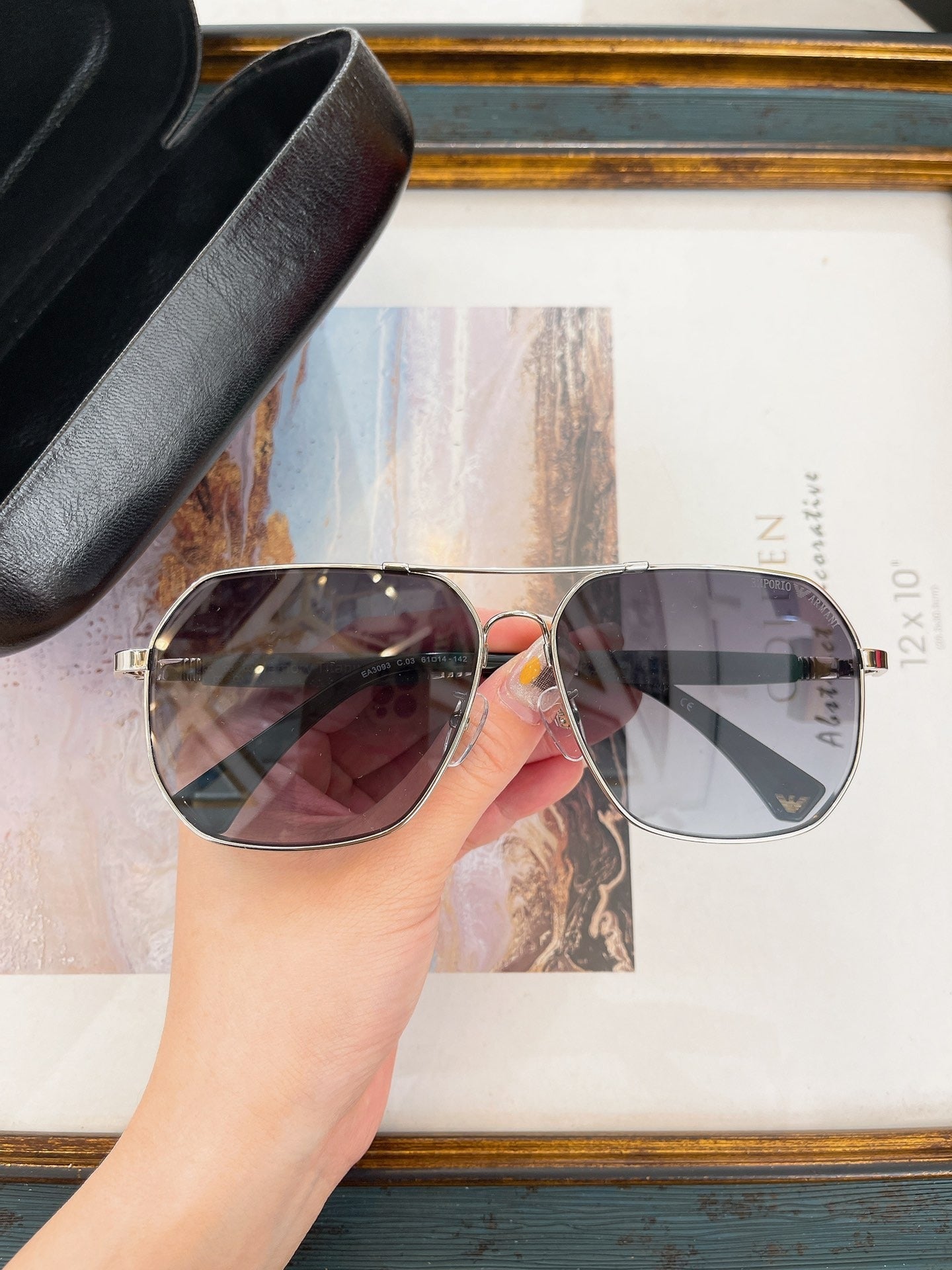 Emporio Armani Square Aviator Sunglasses with Case - Multiple Colors