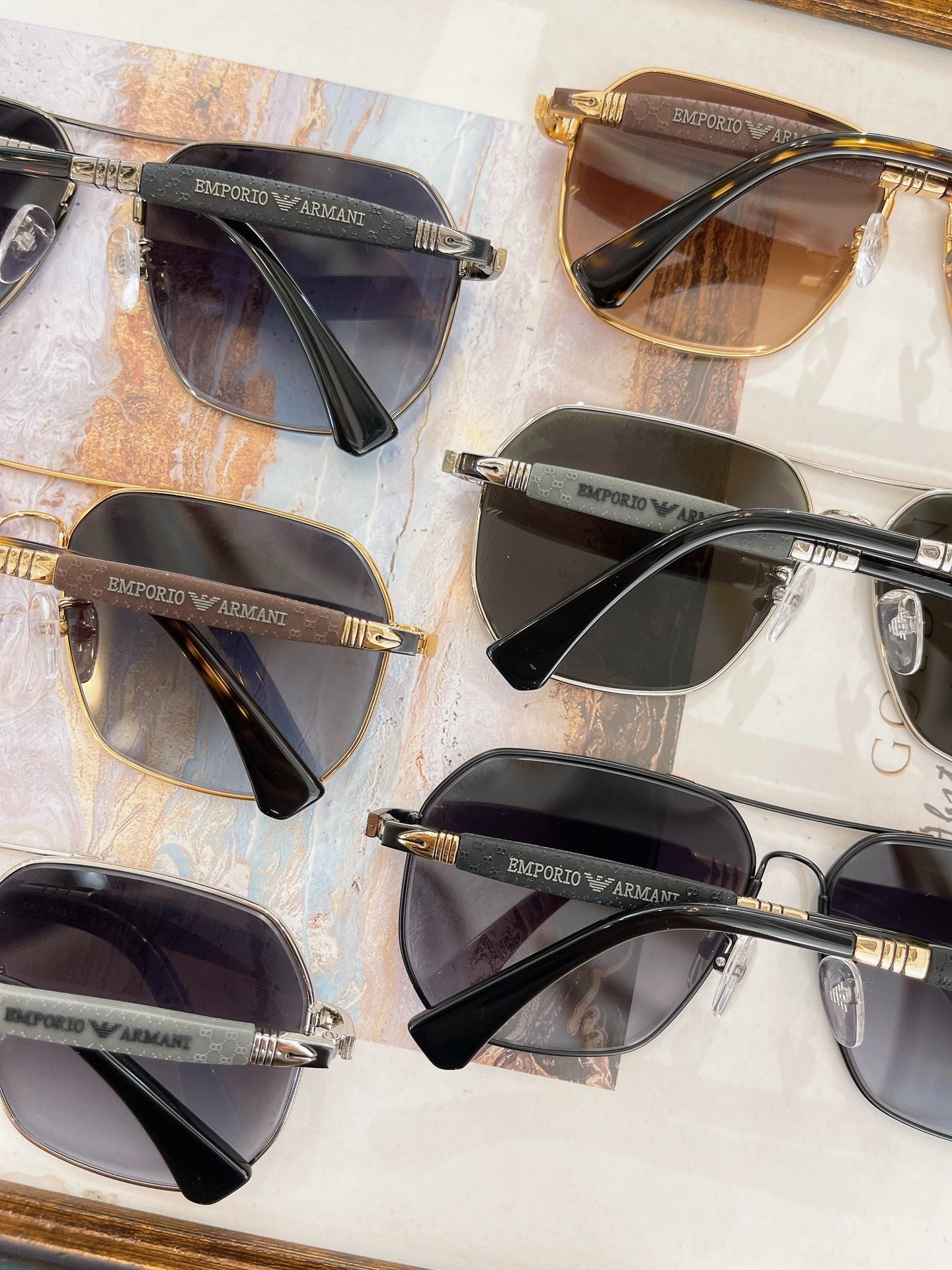Emporio Armani Square Aviator Sunglasses with Case - Multiple Colors