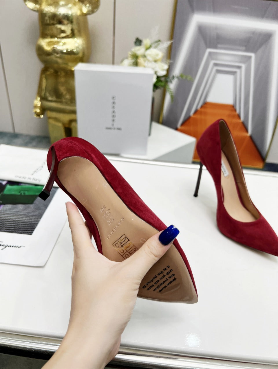 Casadei Pump 11.5cm Dark Red Suede