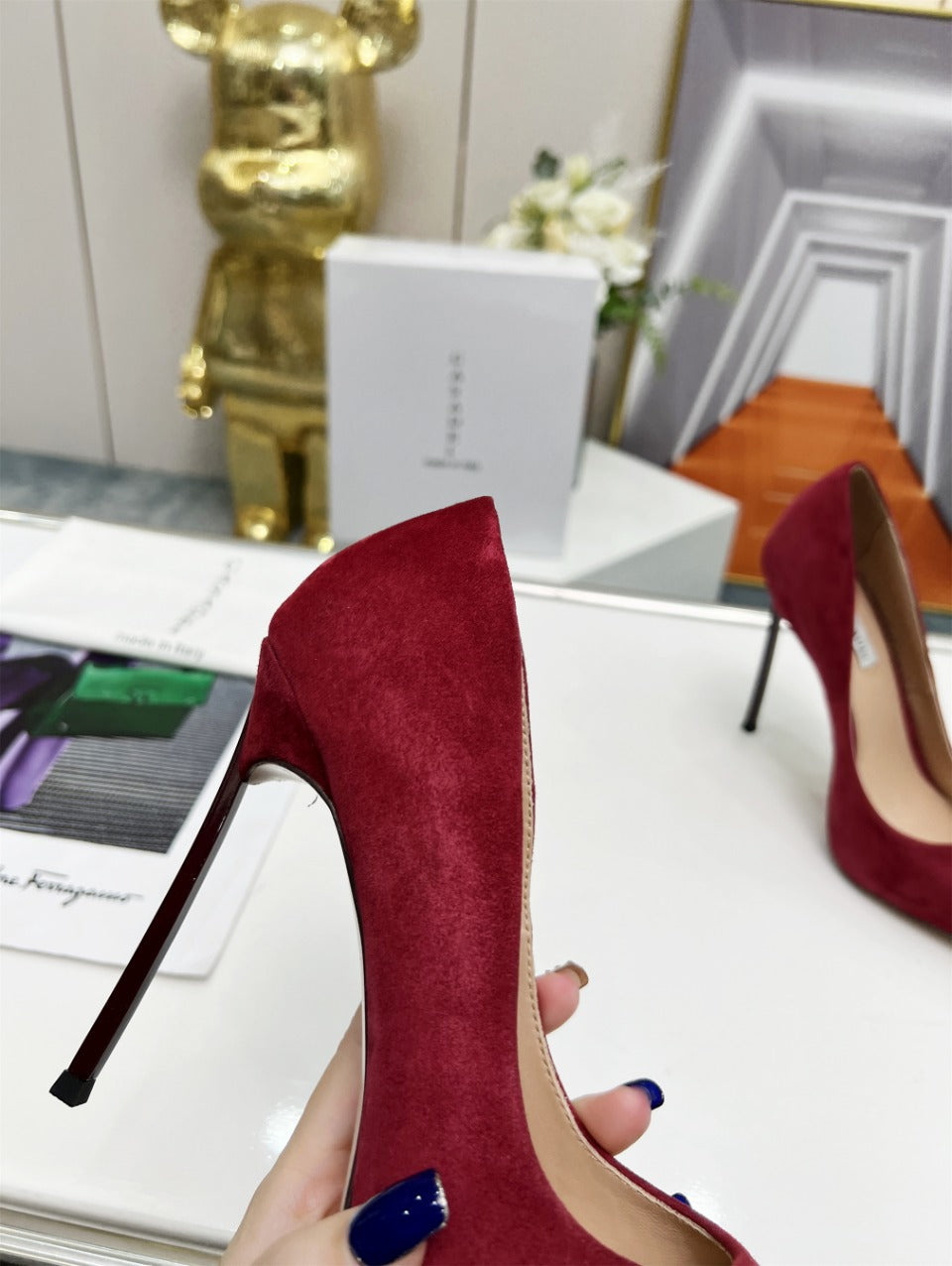 Casadei Pump 11.5cm Dark Red Suede