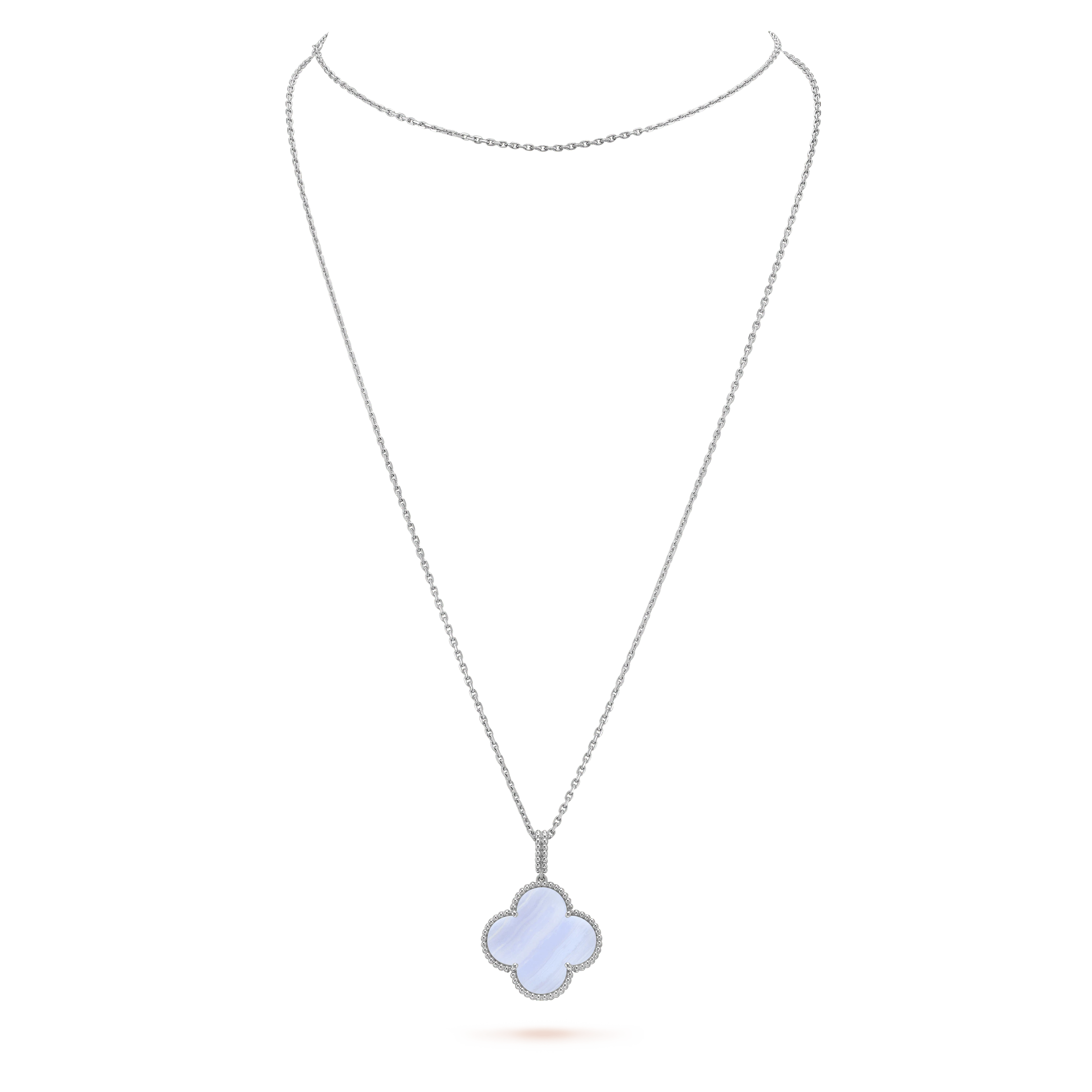 CLOVER SILVER CHALCEDONY BIG CLOVER NECKLACE
