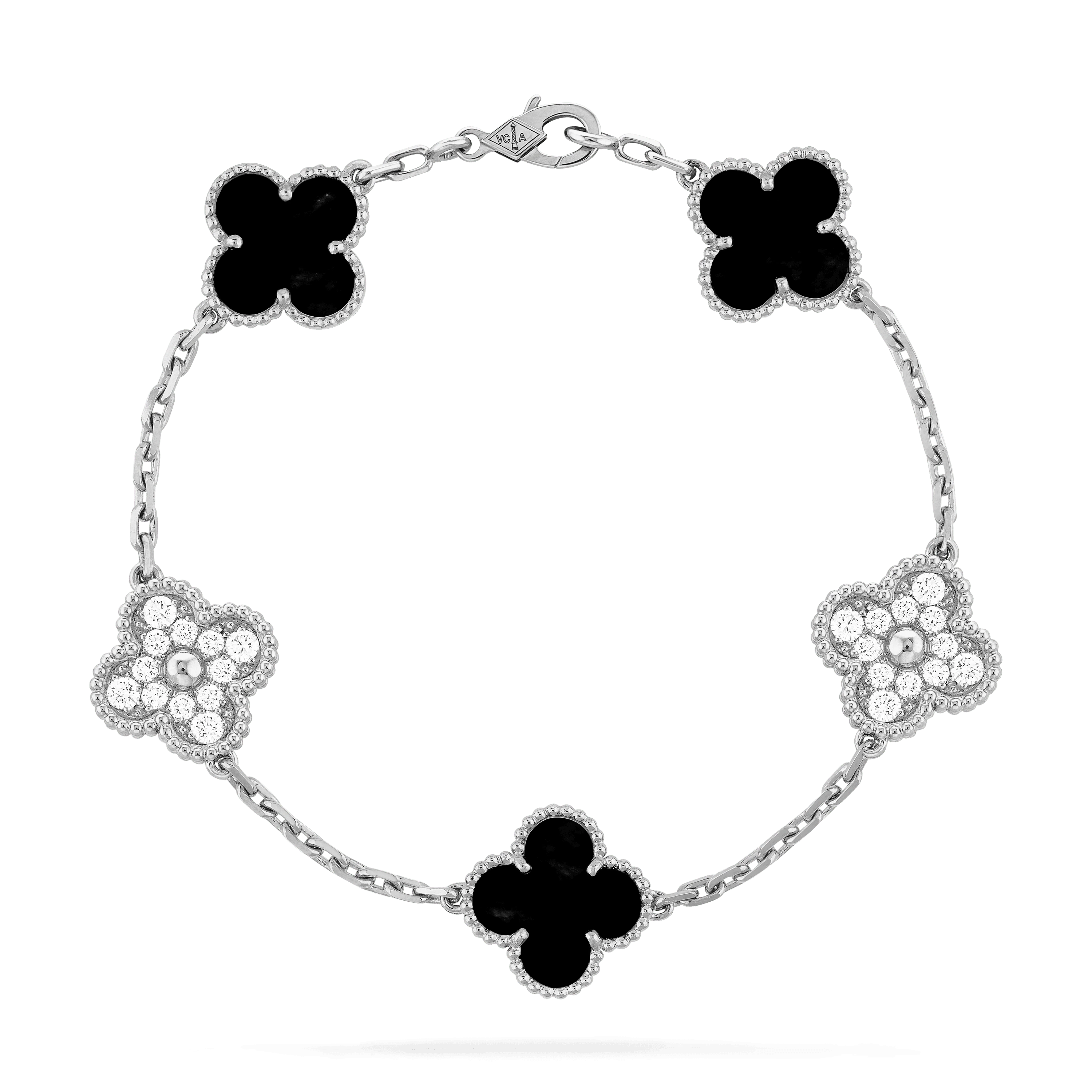 CLOVER BRACELET 5 MOTIF ONYXS DIAMOND
