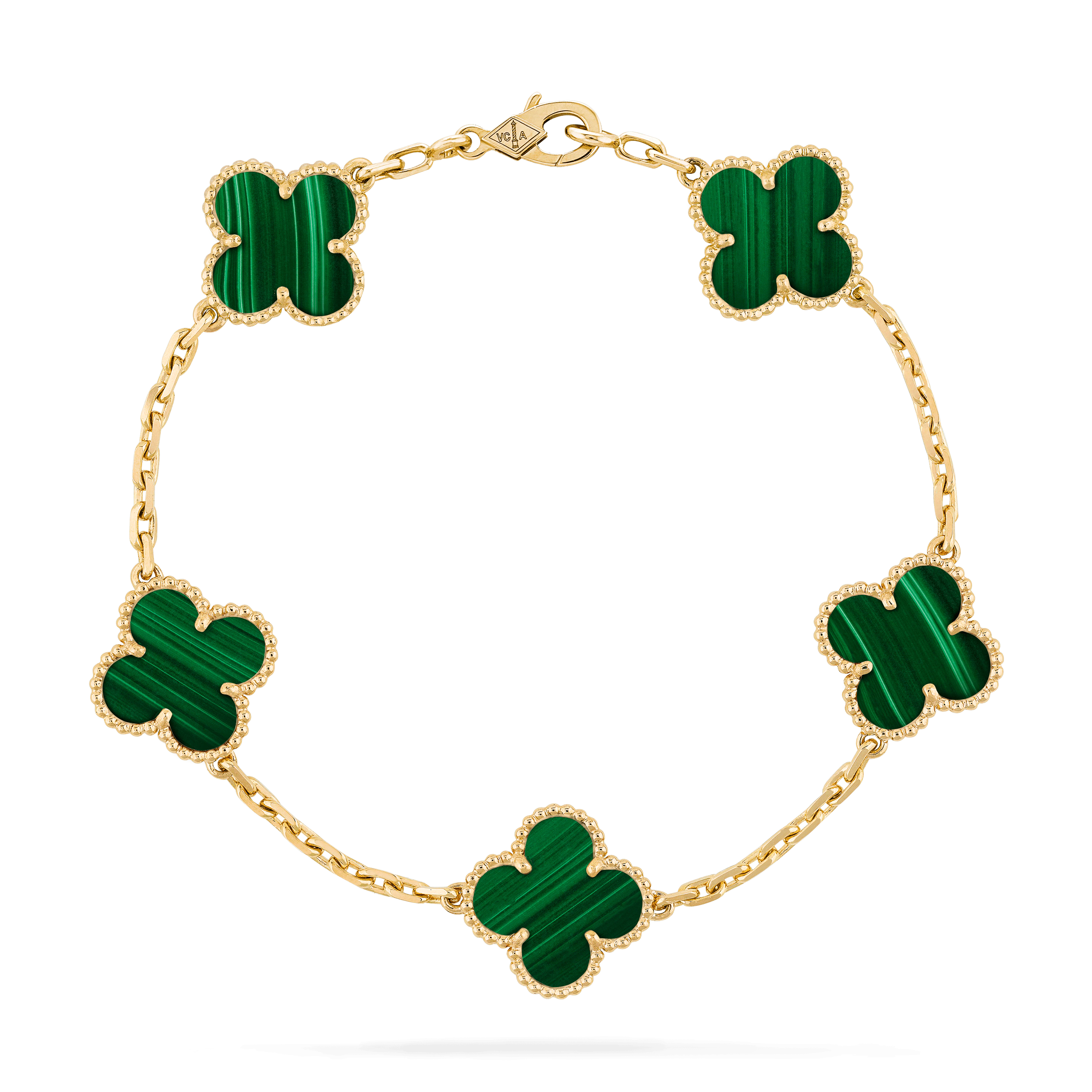 CLOVER MALACHITE BRACELET 5 MOTIFS