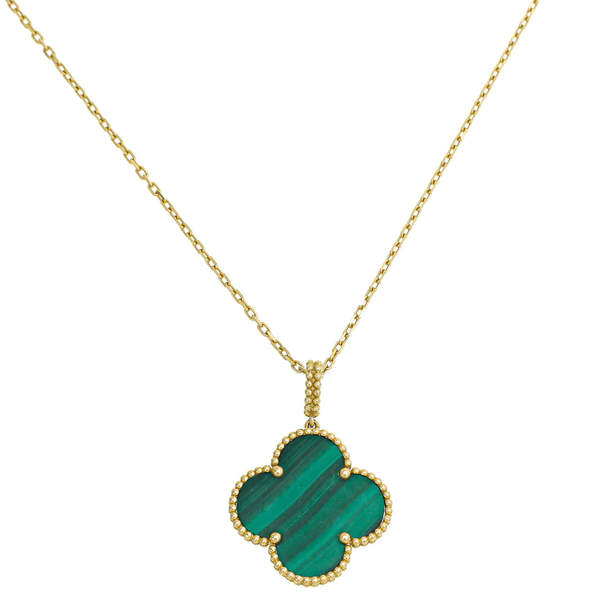 CLOVER MALACHITE GOLD NECKLACE