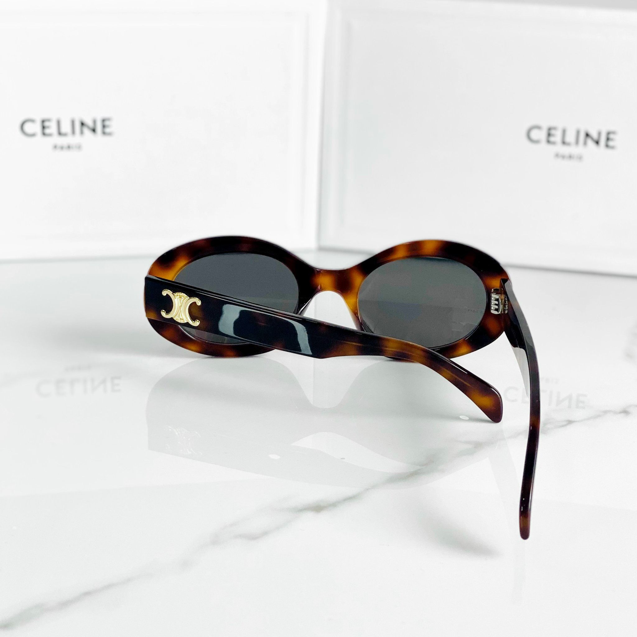 Celine Triomphe Oval Sunglasses Brown