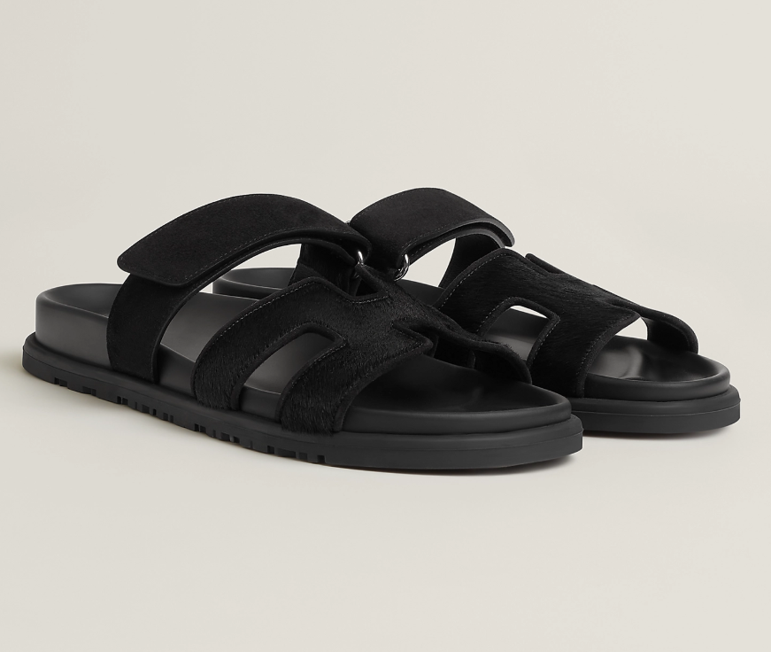 HM 2025 Chypre Sandals Black Suede Calfskin