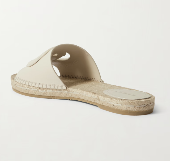 Gucci Cutout Espadrille Slides Ivory Leather