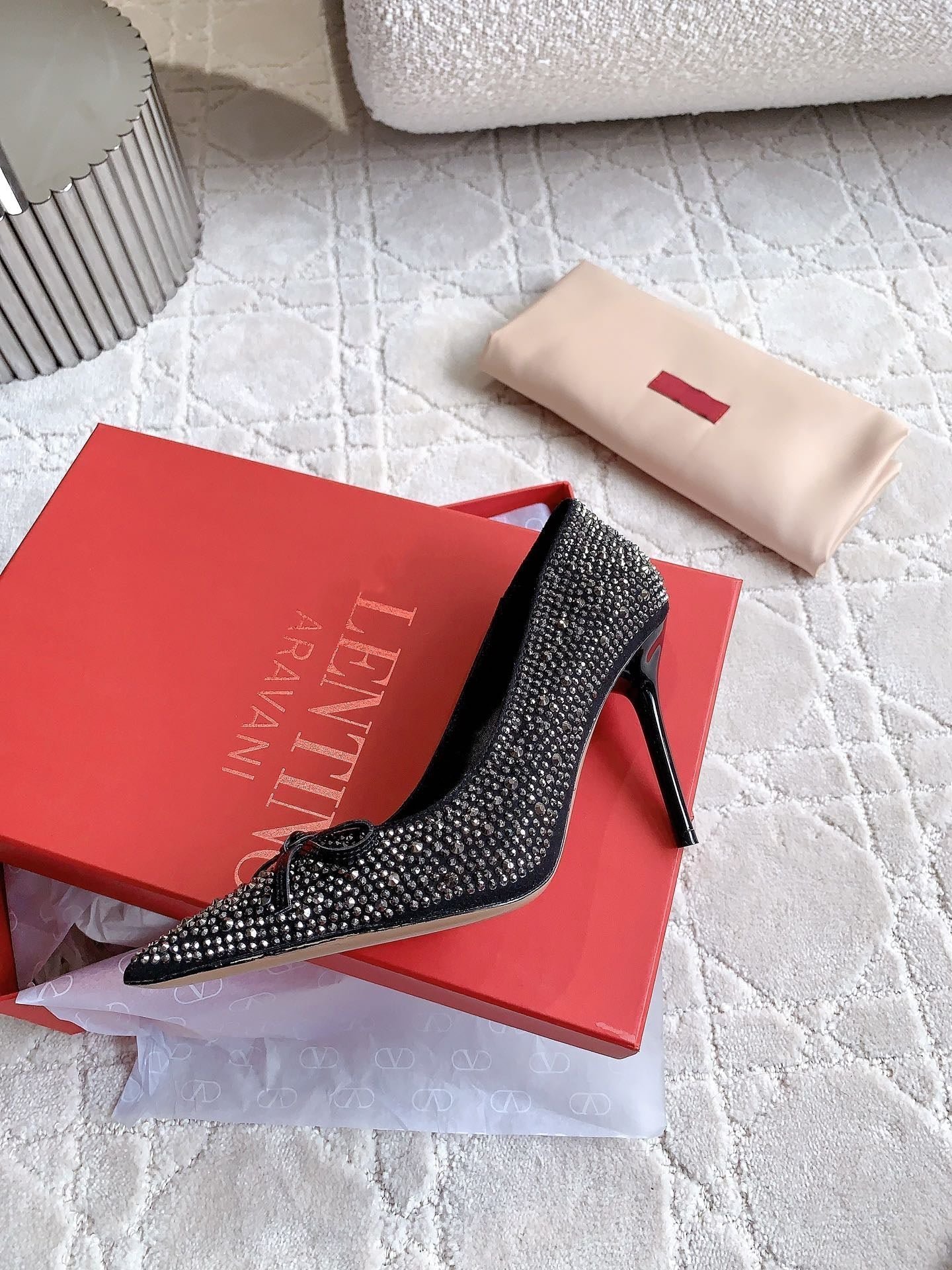 High-heels Pump Crystals 10cm Black With Crystals