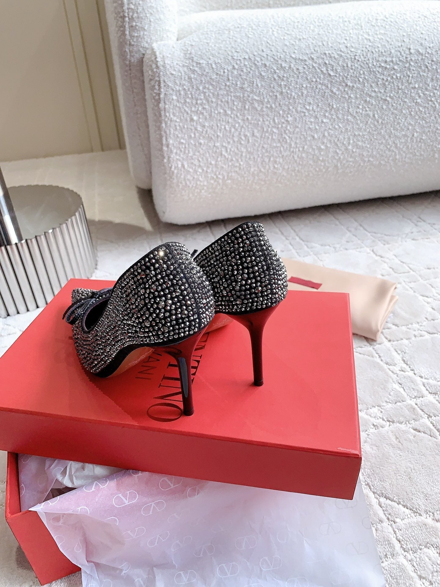 High-heels Pump Crystals 10cm Black With Crystals