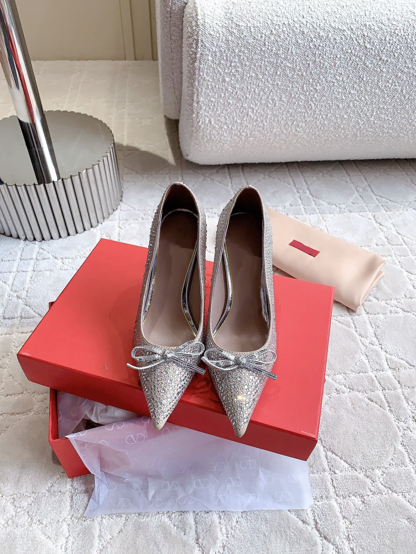 High-heels Pump Crystals 10cm Rose Cannelle With Crystals