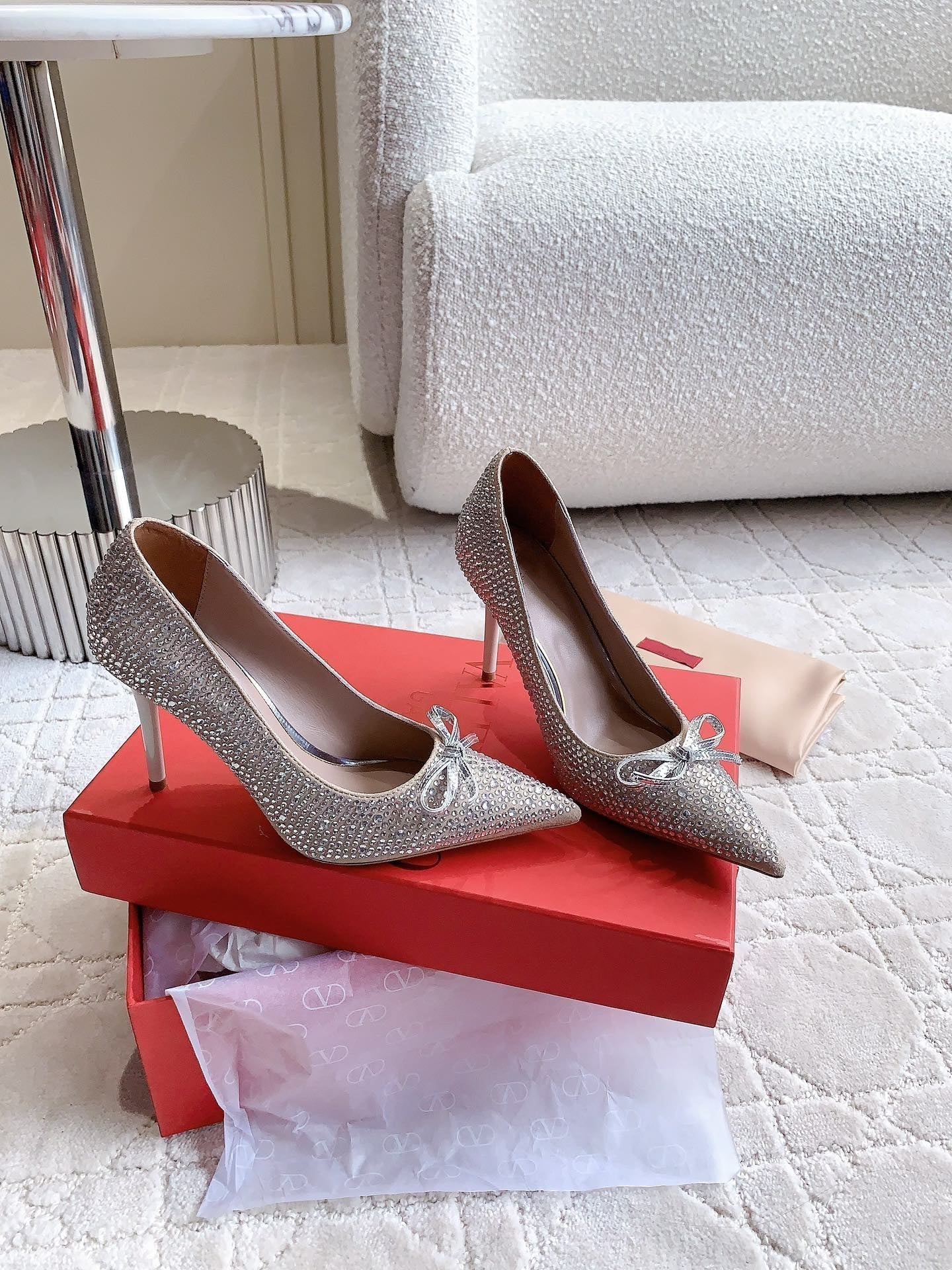 High-heels Pump Crystals 10cm Rose Cannelle With Crystals