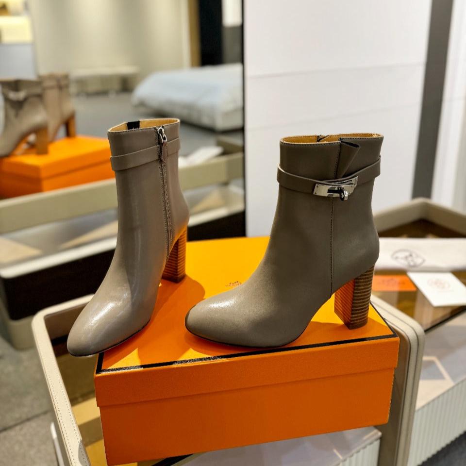 HM Saint Germain Ankle Boot 85mm Beige Light Brown Cowhide 961649