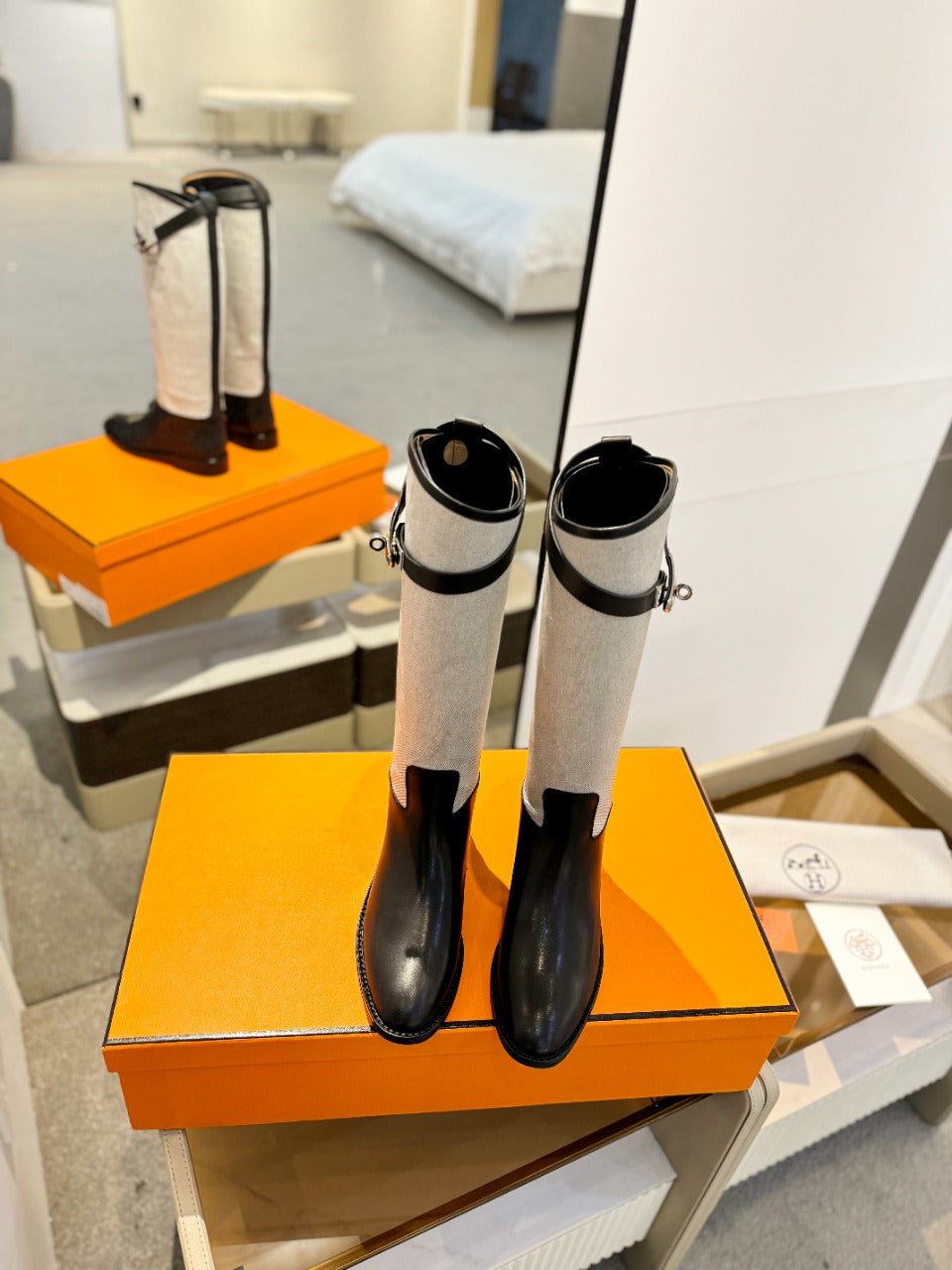 HM Jumping Boot 20mm Black Mix Grey White Cowhide And Tech Fabric  961653