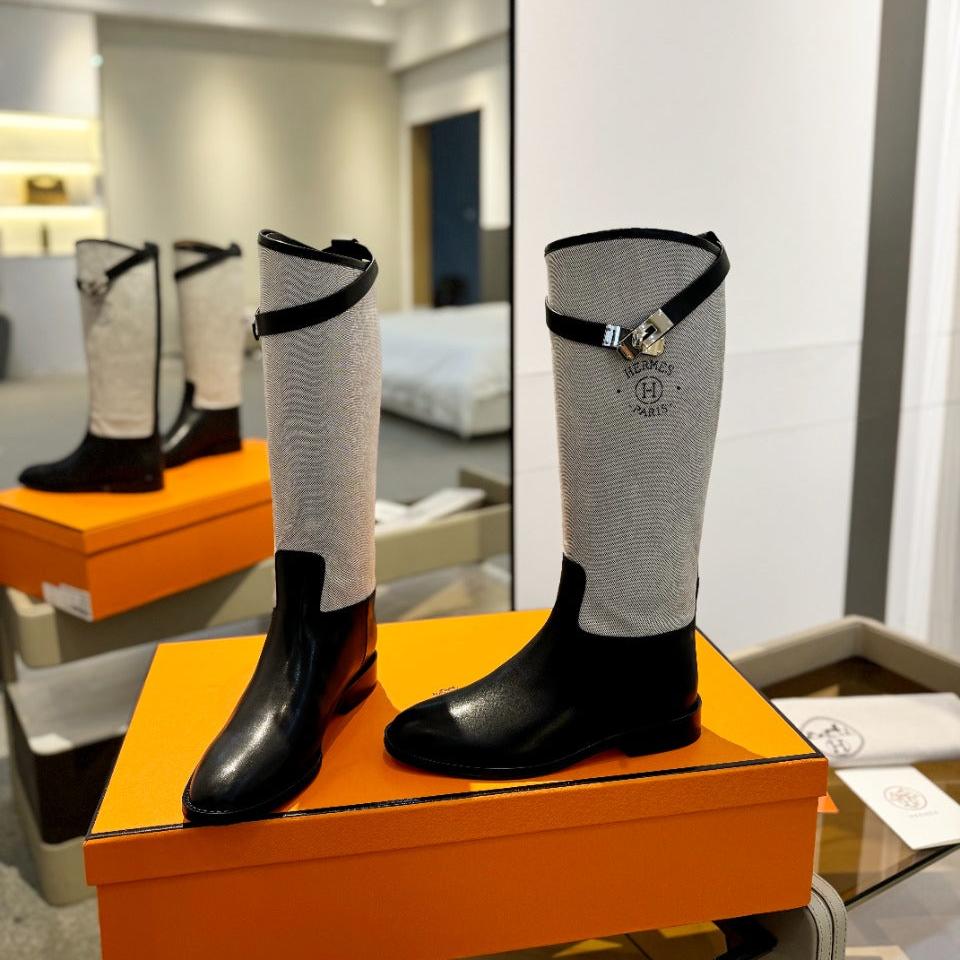 HM Jumping Boot 20mm Black Mix Grey White Cowhide And Tech Fabric  961653