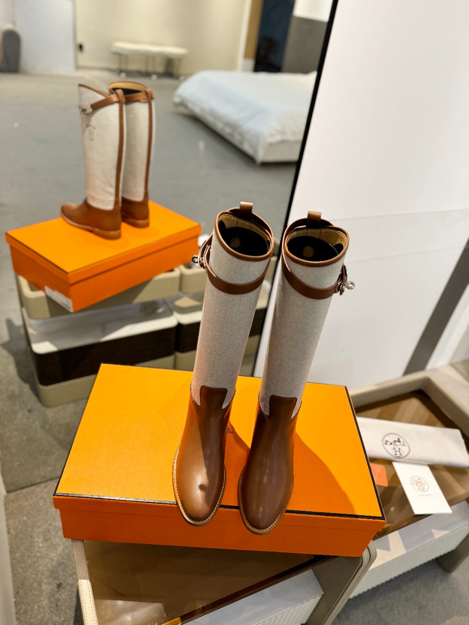 HM Jumping Boot 20mm Brown Mix Grey White Cowhide And Tech Fabric 961657